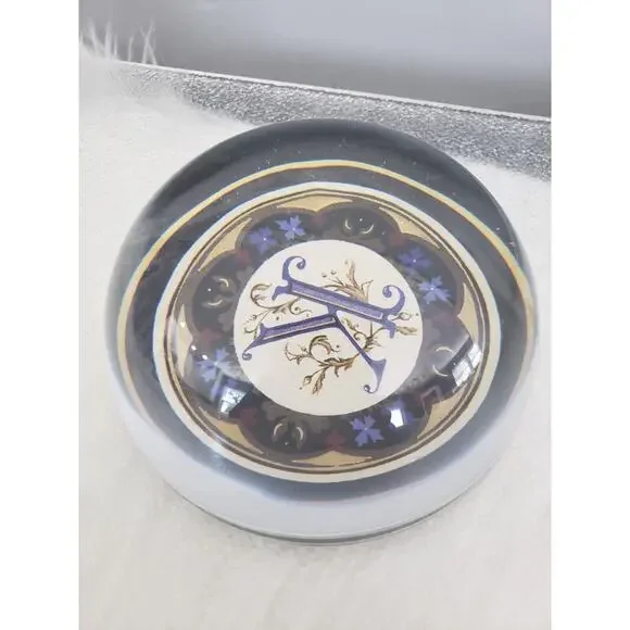 Vintage‎ Punch Studio Monogram Domed Crystal Paperweight K desk office gift work - Picture 2 of 6